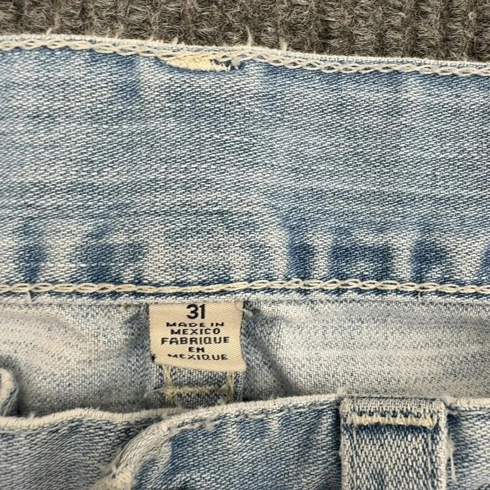 True Religion Jeans Mens 31 Light Wash Cotton Distressed Straight‎ Leg Y2K Style